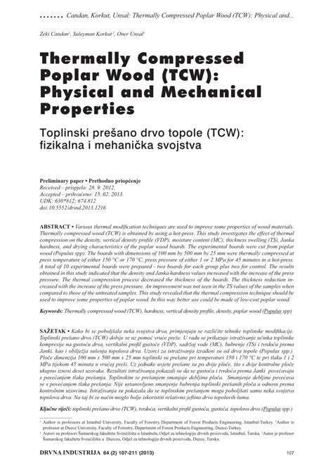 Mechanical properties of compressed wood 